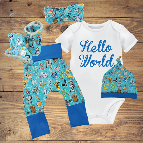 Infant Toddler Baby Sets - Alphabet Turquoise ($10-$50)