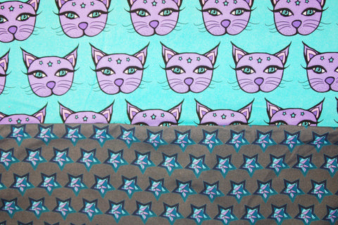 Turquoise and Purple Mystic Kitties Combo - Choose: size, inner and snaps - DAY WITH WINDPRO - Hybrid Fitted