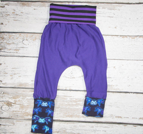 Batkins Purple - Size 1 Slim - Organic Cotton Sweats and COTTON/LYCRA Harems (RTS)