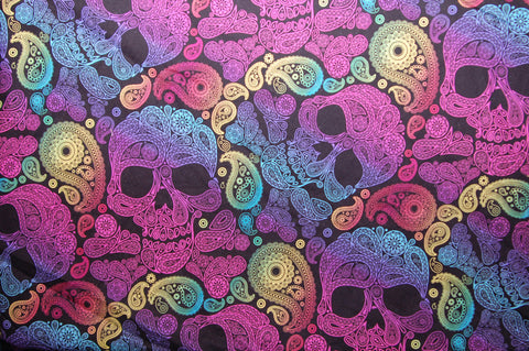 Paisley Sugar Skulls - woven - Choose: size, inner and snaps - DAY WITH WINDPRO - Hybrid Fitted